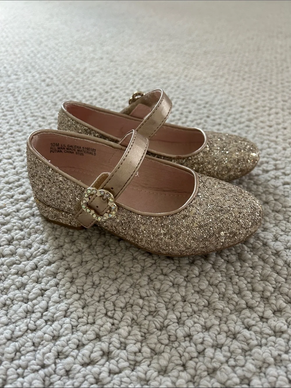 Kelly & Katie Gold Glitter Mary Jane Flats for Kids